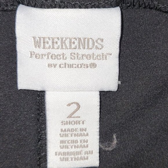 Chico's Weekends Perfect Stretch Shorts Black Pull On Tie Waist Women's Size L - Picture 6 of 9